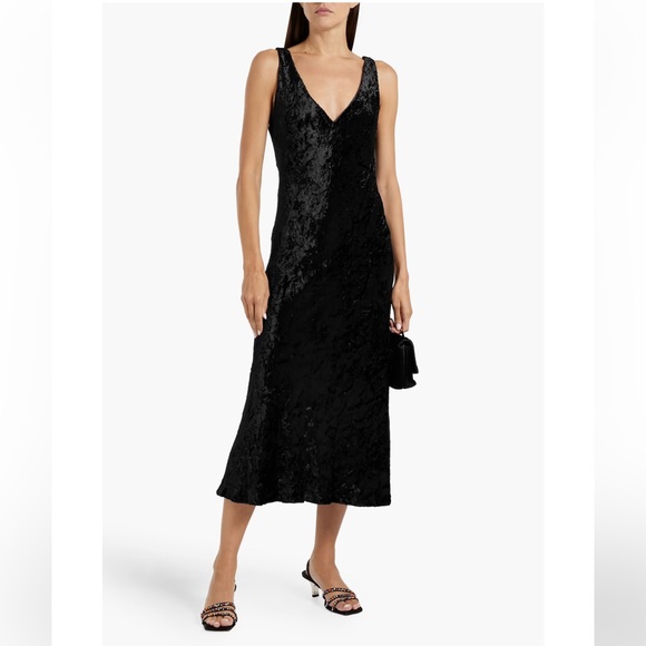 Vince Dresses & Skirts - NWT Vince Crushed Velvet Midi Slip Dress Black Size M Luxe Evening Cocktail